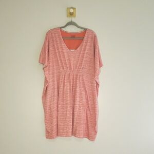 Catherines Sleepwear Nightgown 3X Orange Striped Beach Coverup Vacation Lounge